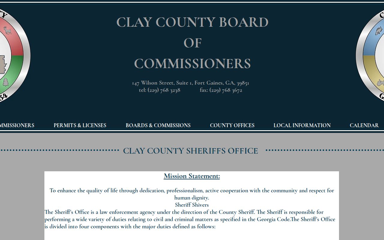 Clay County Sheriff's Office release record and inmate information source