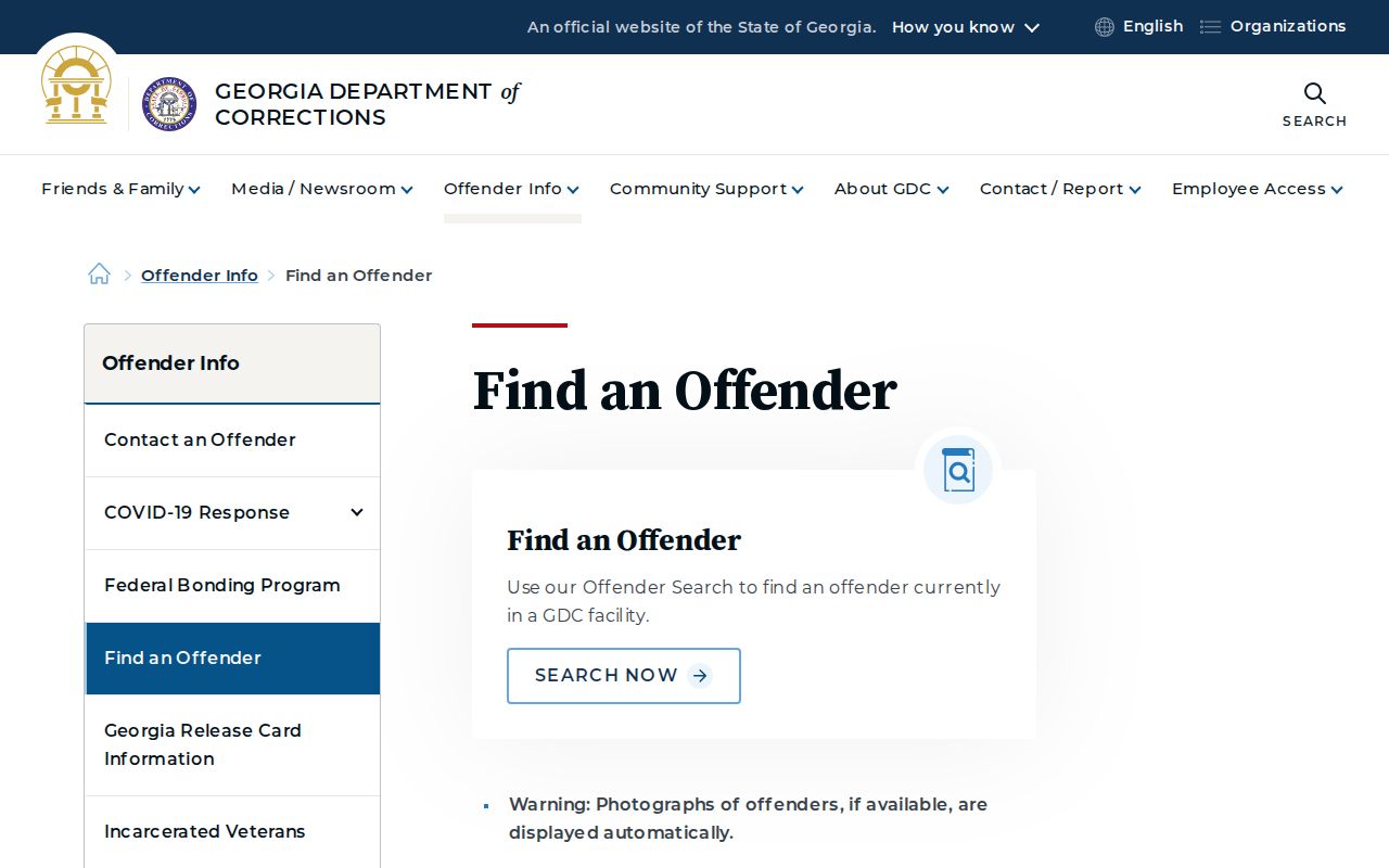 Georgia GDC offender search guidance for Clay County released inmates