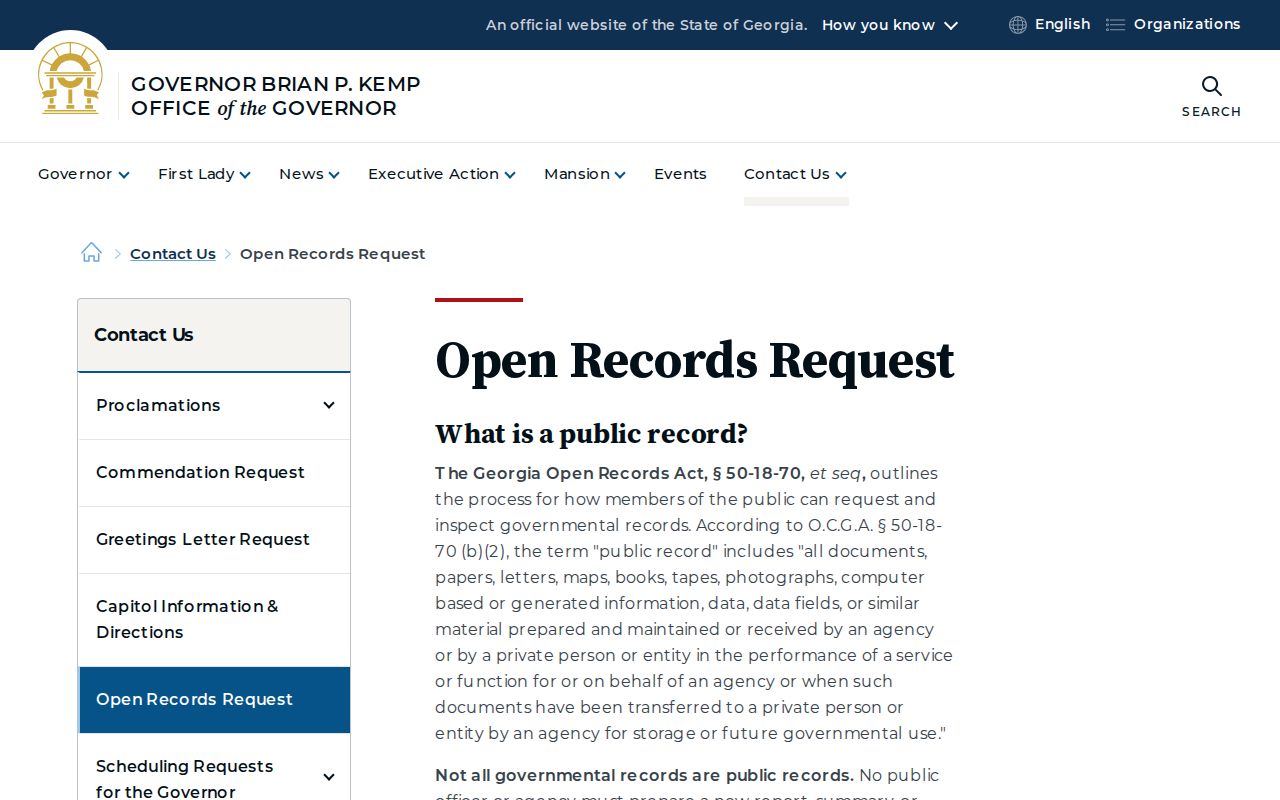 Georgia open records information used for Clay County release record requests